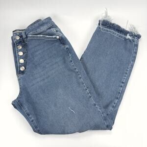 We The Free Straight Leg Distressed Button Fly High Waist Women's Jeans Size 29